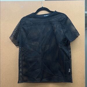 Black Mesh Short Sleeve Top